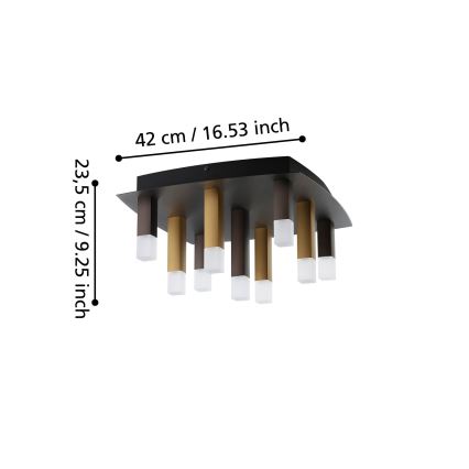 Eglo - LED prigušiva stropna svetiljka 9xLED/3,1W/230V 3000K antracit/zlatna