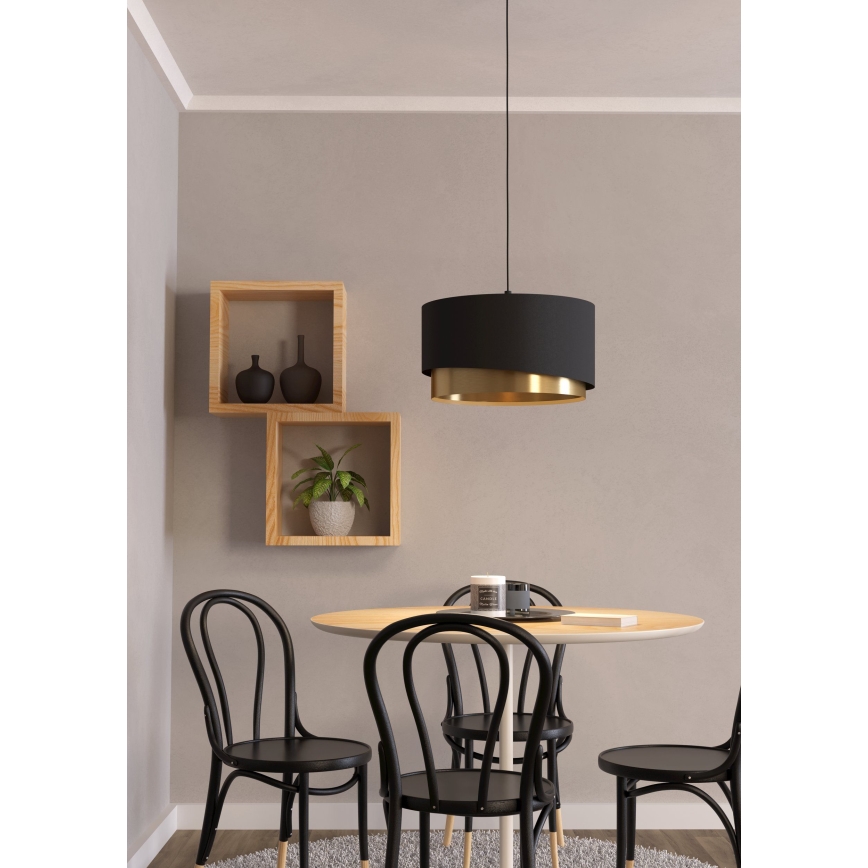Eglo - Luster na sajli 1xE27/40W/230V crno/zlatna