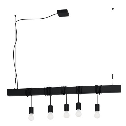 Eglo - Luster na sajli TOWNSHEND 5xE27/40W/230V crno