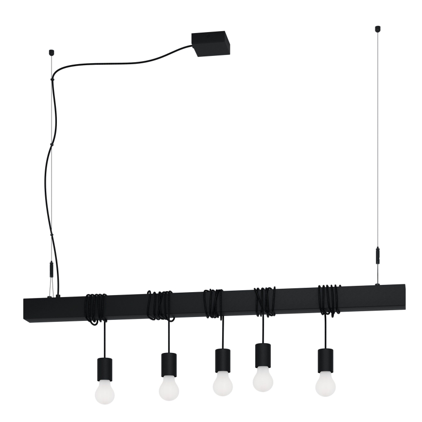 Eglo - Luster na sajli TOWNSHEND 5xE27/40W/230V crno