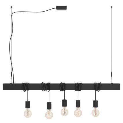 Eglo - Luster na sajli TOWNSHEND 5xE27/40W/230V crno
