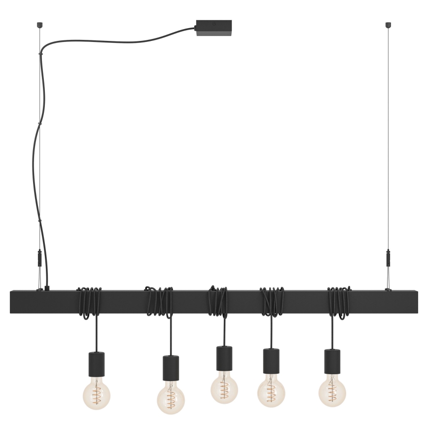 Eglo - Luster na sajli TOWNSHEND 5xE27/40W/230V crno