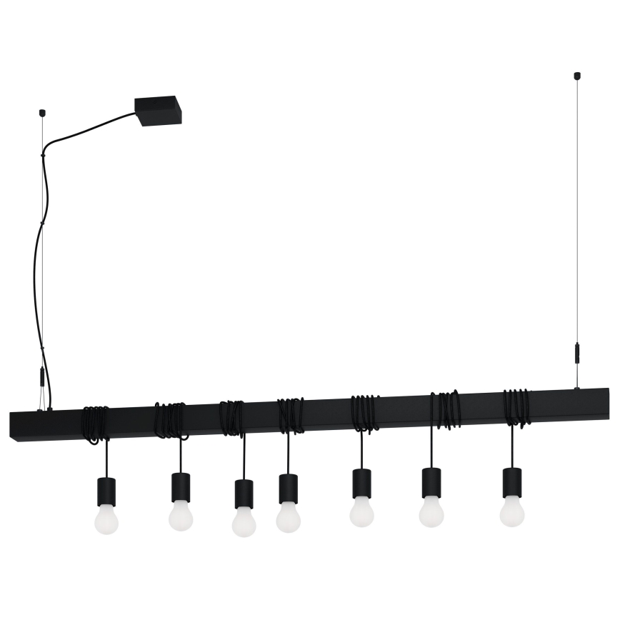 Eglo - Luster na sajli TOWNSHEND 7xE27/40W/230V crno