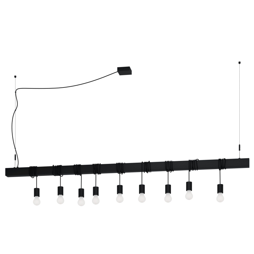 Eglo - Luster na sajli TOWNSHEND 9xE27/40W/230V crno