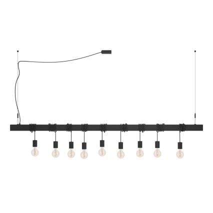 Eglo - Luster na sajli TOWNSHEND 9xE27/40W/230V crno