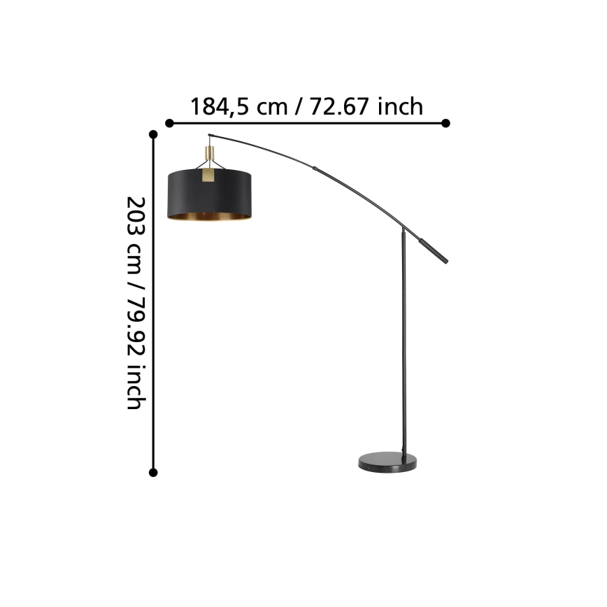 Eglo - Podna lampa 3xE27/40W/230V crno/zlatna