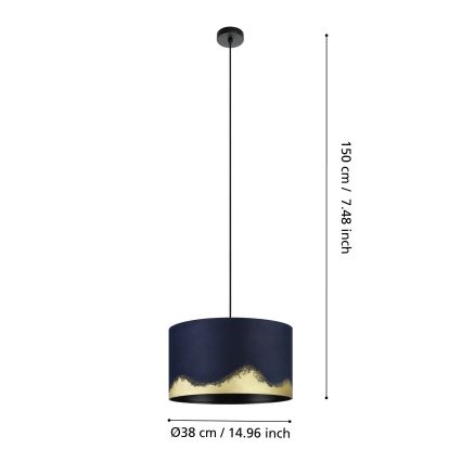 Eglo - Luster na sajli 1xE27/40W/230V pr. 38 cm plava/zlatna