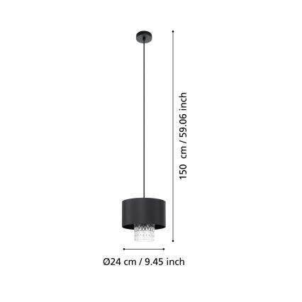 Eglo - Luster na sajli 1xE27/40W/230V crno