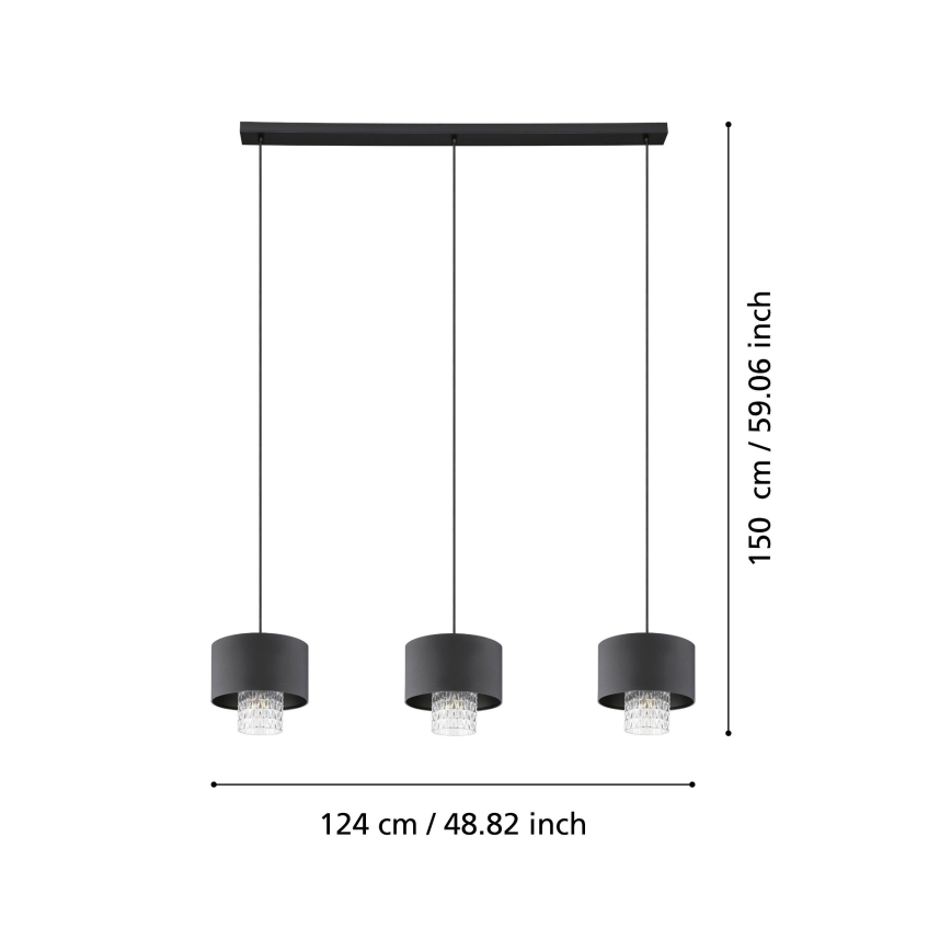 Eglo - Luster na lanku 3xE27/40W/230V crna