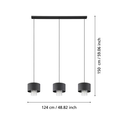 Eglo - Luster na sajli 3xE27/40W/230V crno