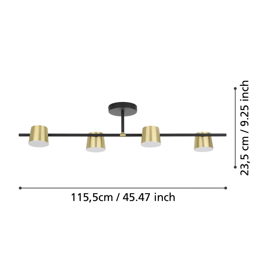 Eglo - LED Nadgradni luster 4xGU10/4,6W/230V 3000K zlatna