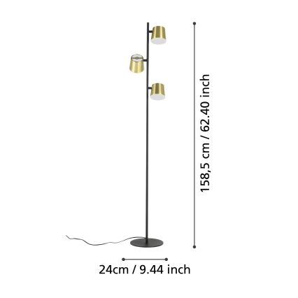 Eglo - Podna LED lampa 3xGU10/4,6W/230V 3000K zlatna