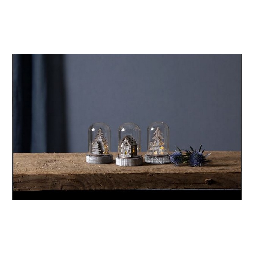 Eglo - KOMPLET 3x LED božićnih dekoracija 1xLED/0,06W/1xCR2032 braon