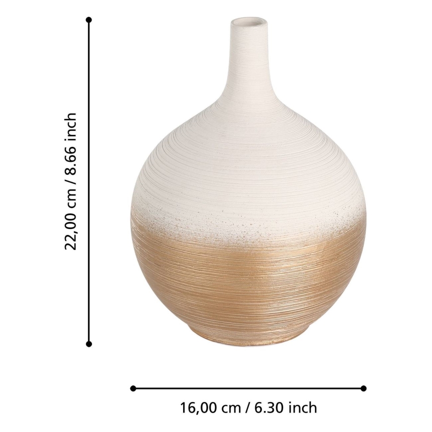 Eglo - Keramička vaza 22x16 cm bela/zlatna