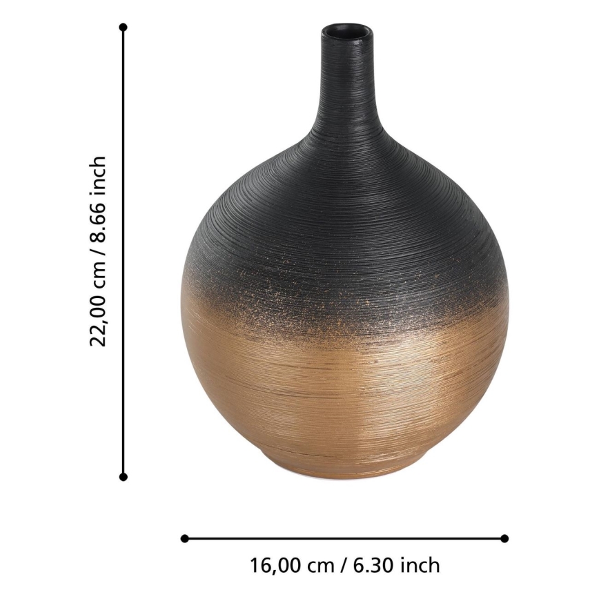 Eglo - Keramička vaza 22x16 cm crno/zlatna