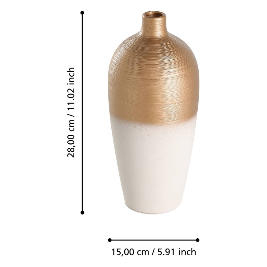 Eglo - Keramička vaza 28x15 cm bela/zlatna