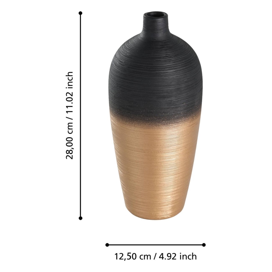 Eglo - Keramička vaza 28x12,5 cm crno/zlatna
