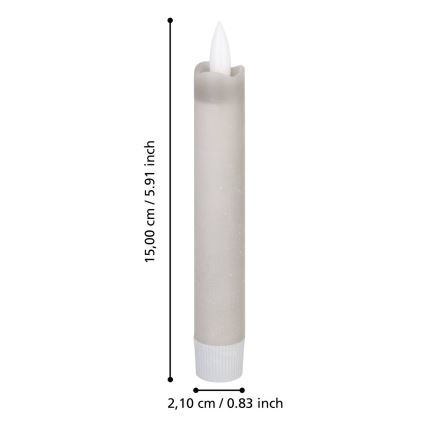 Eglo 422223 - SET 2x LED Sveća ANTANABE LED/1xAAA 15 cm sivo