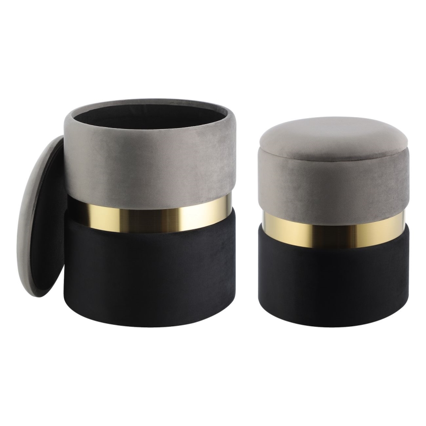 Eglo - Komplet od 2 taburea, prečnik 31,5/36 cm, siva/crna/zlatna