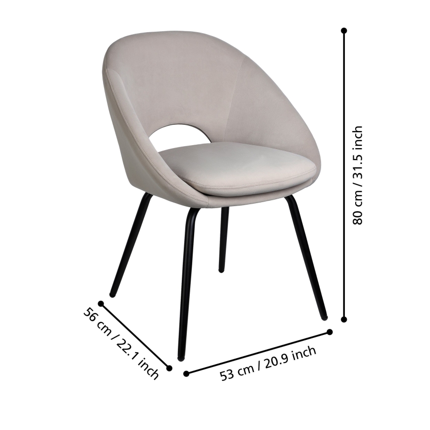Eglo - Trpezarijska stolica 80x56 cm siva