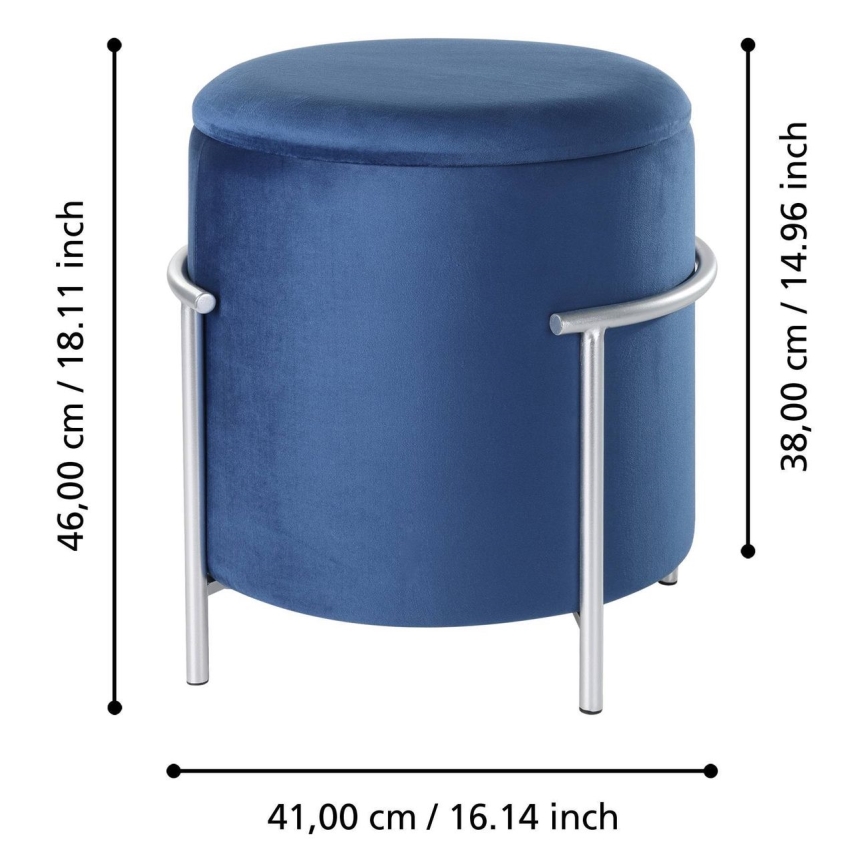 Eglo - Hoklica 46x41 cm plava/krom