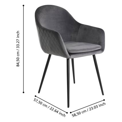 Eglo - Trpezarijska stolica 87,5x58,5 cm siva