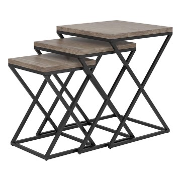 Eglo 424783 - SET od 3 stočića CLONMANY, braon/crna