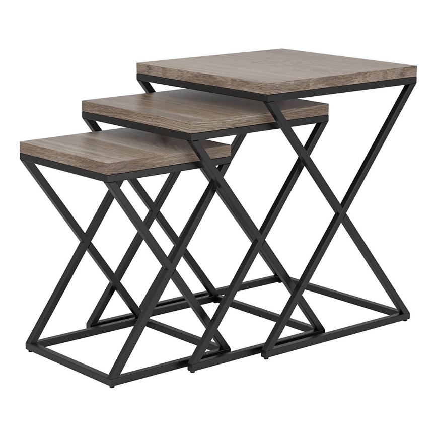 Eglo 424783 - SET od 3 stočića CLONMANY, braon/crna
