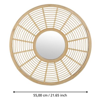 Eglo - Zidno ogledalo prečnika 55 cm, bambus