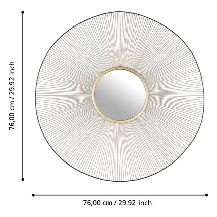 Eglo - Zidno ogledalo prečnika 76 cm, zlatno/crno