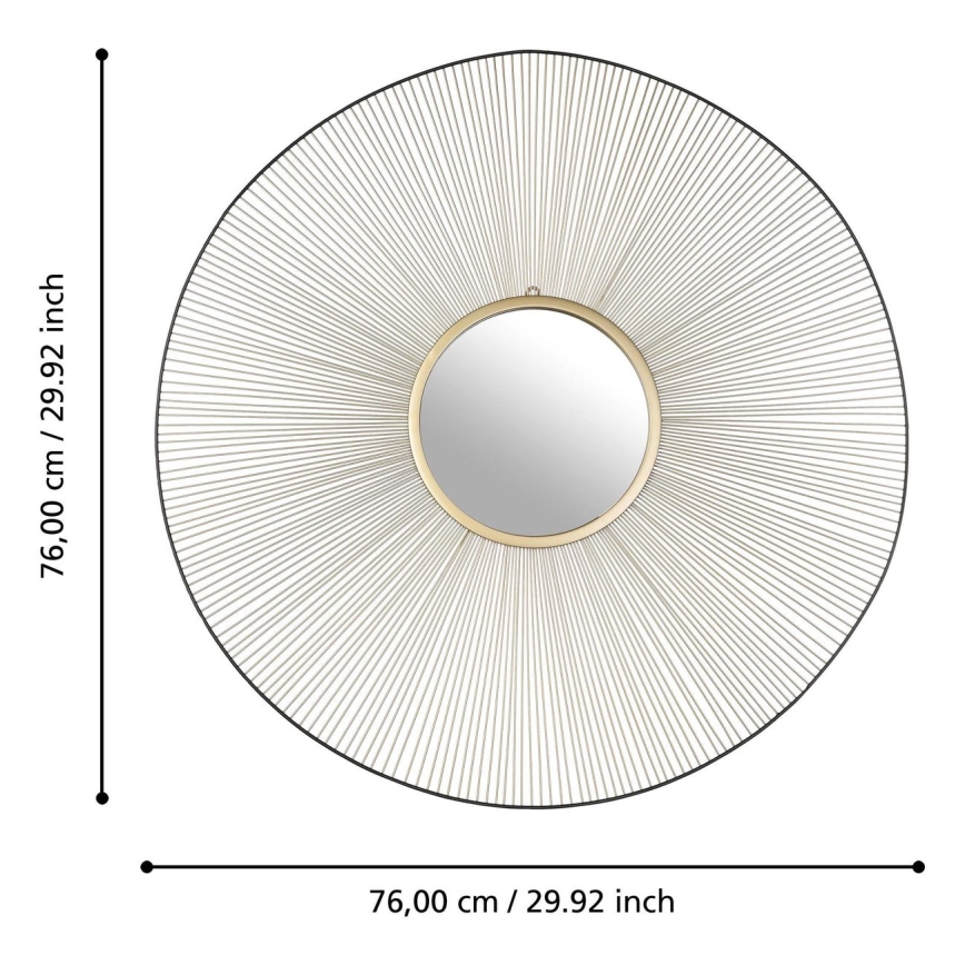 Eglo - Zidno ogledalo prečnika 76 cm, zlatno/crno