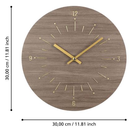 Eglo - Zidni sat 1xAA pr. 30 cm braon