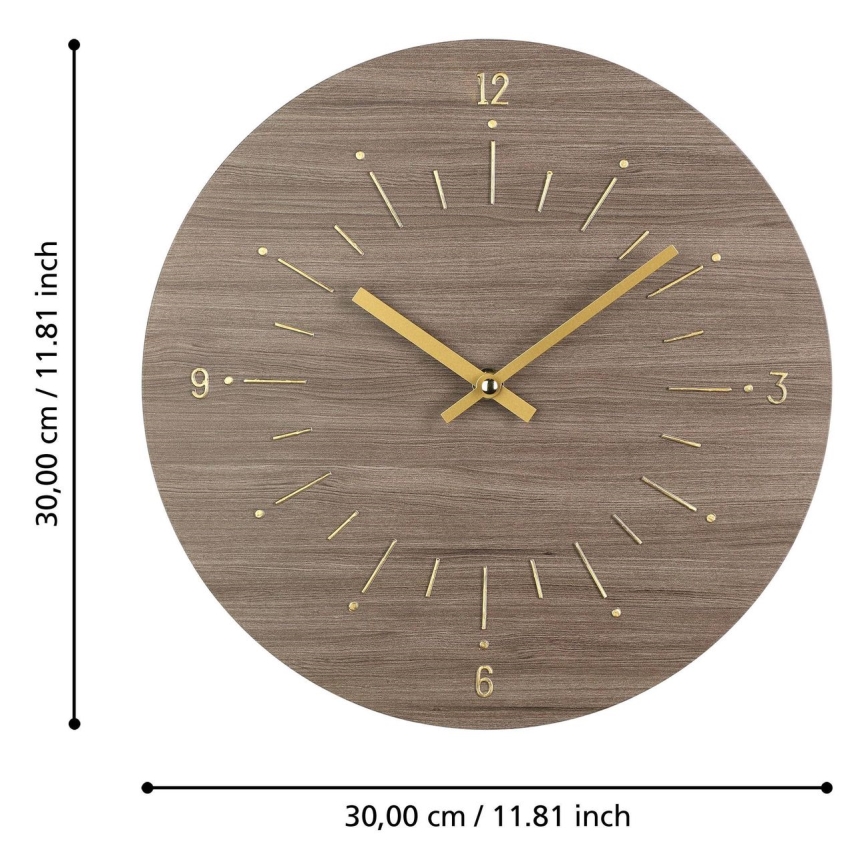 Eglo - Zidni sat 1xAA pr. 30 cm braon