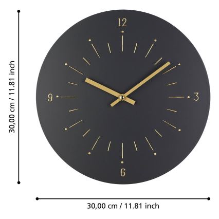 Eglo - Zidni sat 1xAA pr. 30 cm crno
