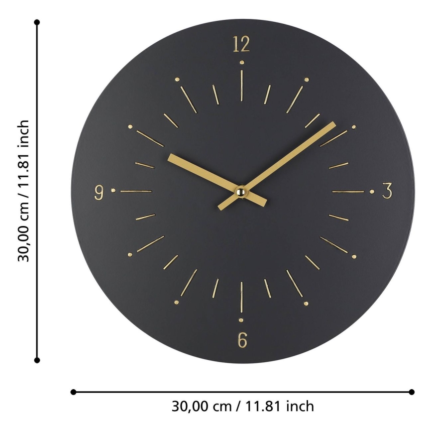 Eglo - Zidni sat 1xAA pr. 30 cm crno