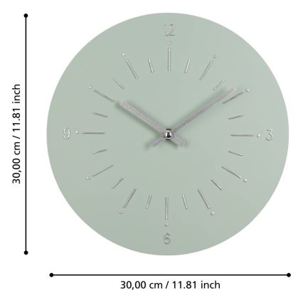 Eglo - Zidni sat 1xAA pr. 30 cm zelena