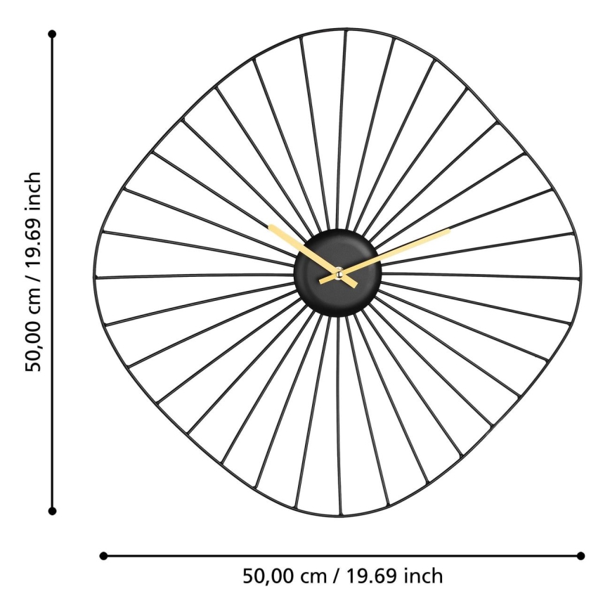 Eglo - Zidni sat 1xAA 50x50 cm crno