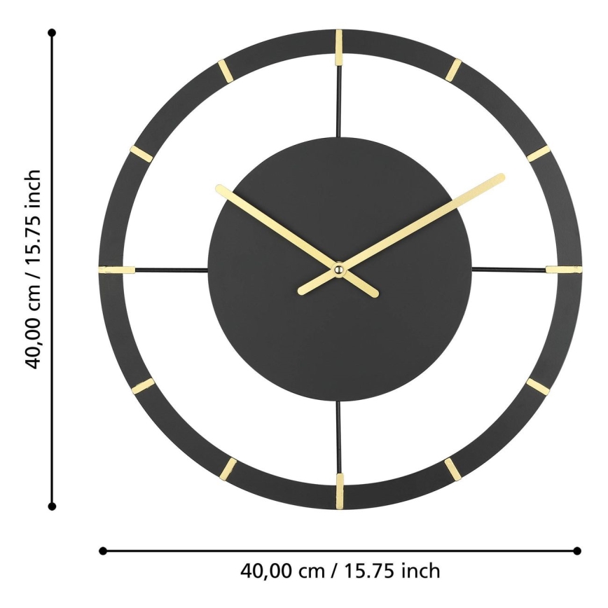 Eglo - Zidni sat 1xAA pr. 40 cm crno/zlatna