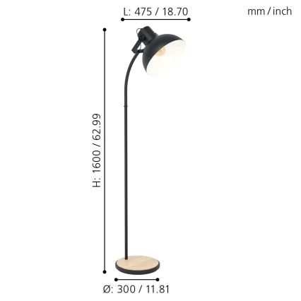 Eglo - Podna lampa 1xE27/28W/230V