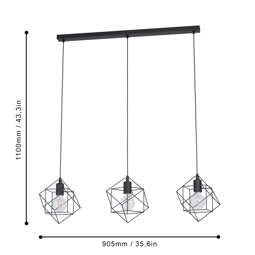 Eglo - Luster na sajli 3xE27/60W/230V