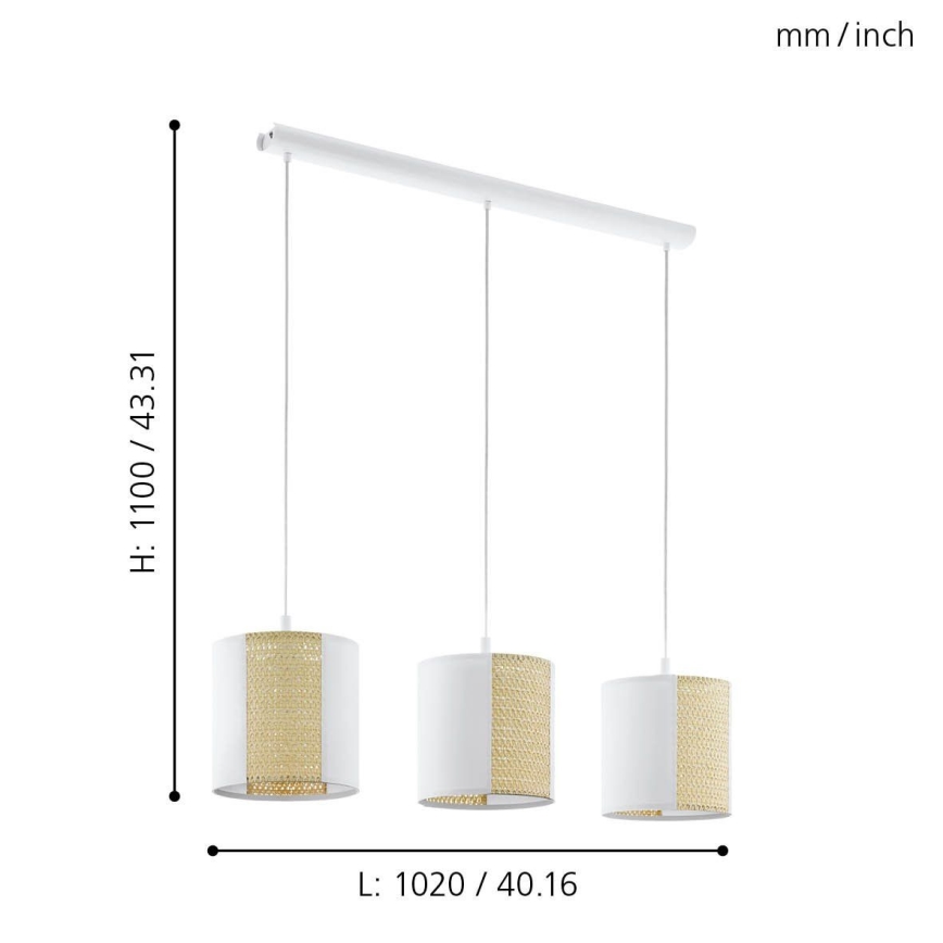 Eglo - Luster na sajli 3xE27/40W/230V
