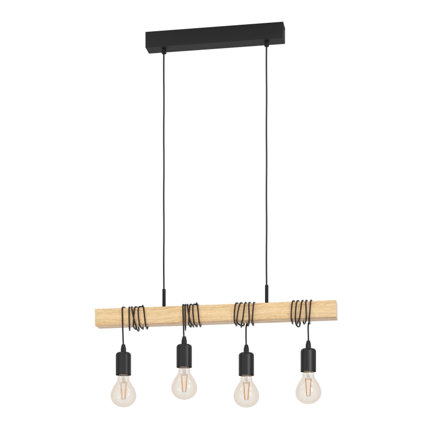Eglo - Luster na sajli TOWNSHEND 4xE27/60W/230V - FSC sertifikovano