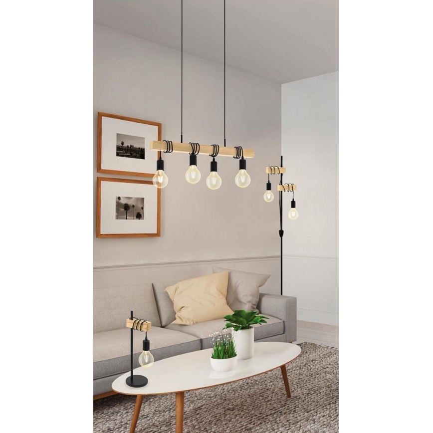 Eglo - Luster na sajli TOWNSHEND 4xE27/60W/230V - FSC sertifikovano