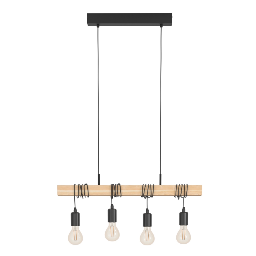 Eglo - Luster na sajli TOWNSHEND 4xE27/60W/230V - FSC sertifikovano