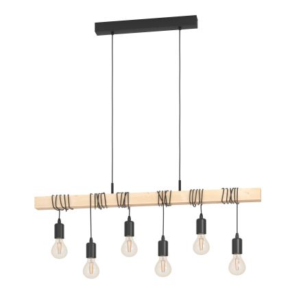Eglo - Luster na sajli TOWNSHEND 6xE27/60W/230V - FSC sertifikovano