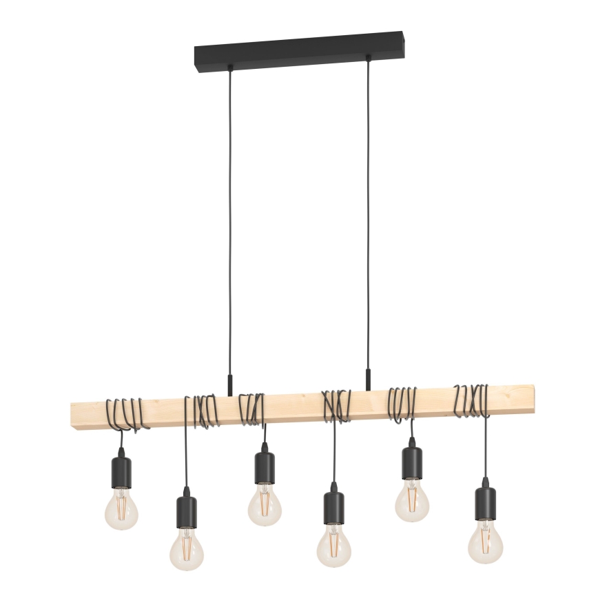 Eglo - Luster na sajli TOWNSHEND 6xE27/60W/230V - FSC sertifikovano
