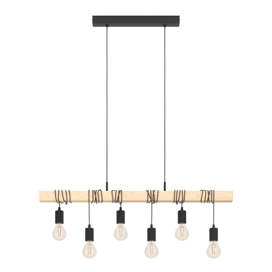 Eglo - Luster na sajli TOWNSHEND 6xE27/60W/230V - FSC sertifikovano