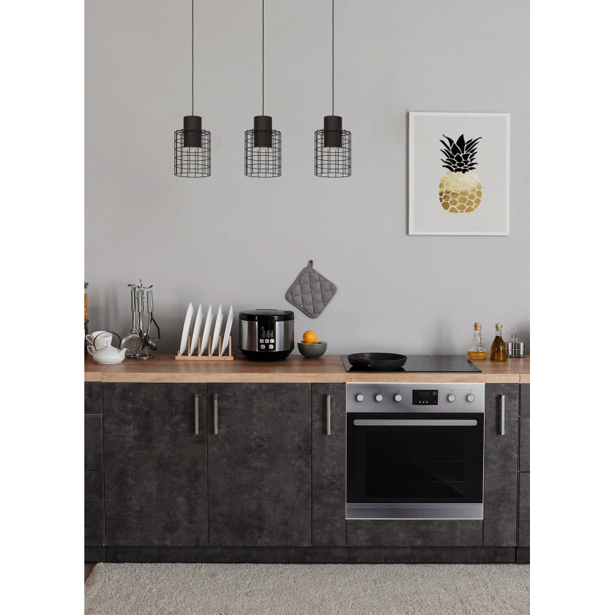 Eglo - Luster na sajli 3xE27/40W/230V crno
