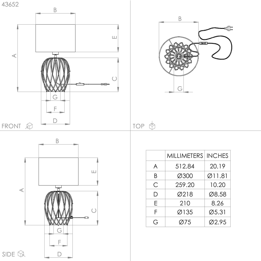 Eglo - Stona lampa 1xE27/40W/230V bela