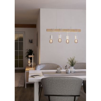 Eglo - Luster na sajli TOWNSHEND 4xE27/60W/230V - FSC sertifikovano